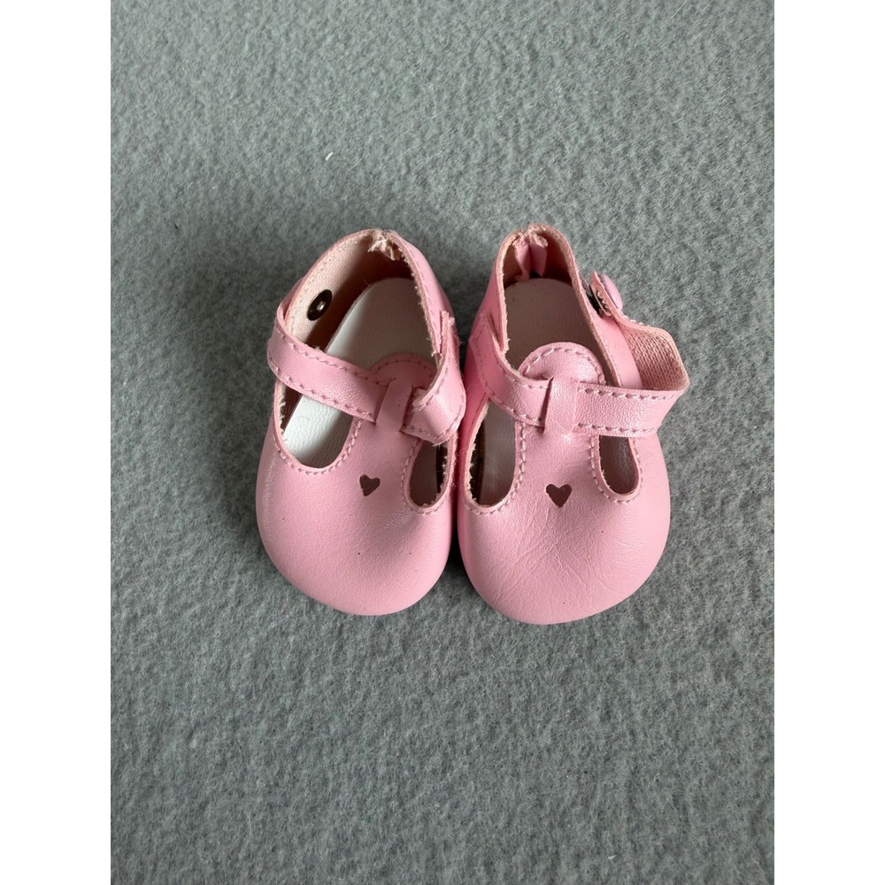 Pleasant Company American Girl Pink T-Strap Bitty Baby Shoes Heart Cutout